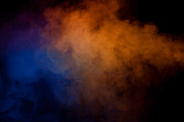 Blue and purple steam on a black background.