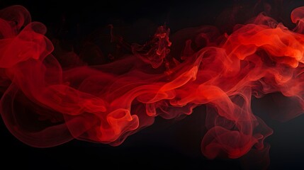 red smoke on black background - obrazy, fototapety, plakaty