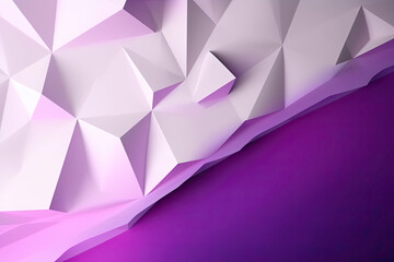 Purple and white geometric shape background, 3D, light, glow, shadow, gradient, modern, futuristic, triangle design wallpaper, backdrop