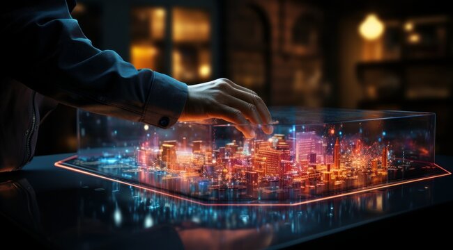 Digital city map in 3D , Generative AI