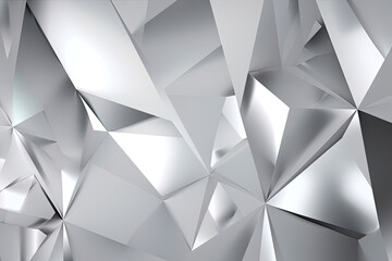 Silver and white geometric shape background, 3D, light, glow, shadow, gradient, modern, futuristic, triangle design wallpaper, backdrop