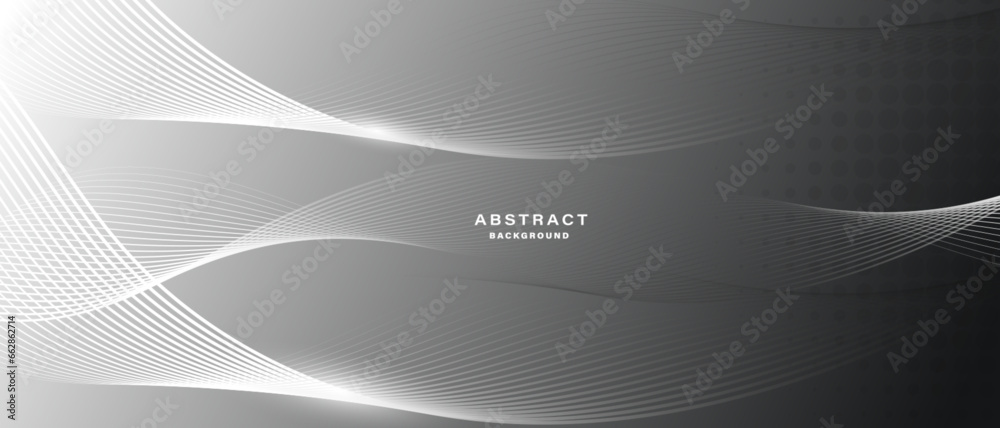 Wall mural dark abstract background with flowing particles. digital future technology concept. vector illustrat