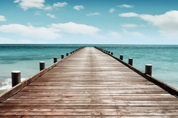 Fototapeta premium Oceanic boardwalk with vast expanse. Generative AI