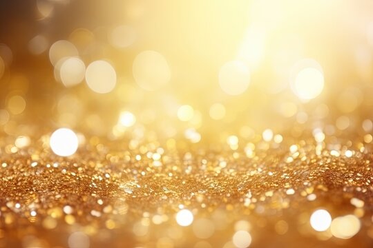 Gold glitter blurred effect background.