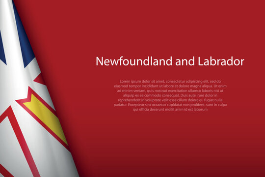 flag Newfoundland and Labrador, state of Canada, isolated on background with copyspace