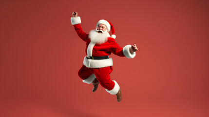 Cheerful happy dancing Santa Claus.