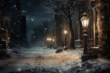 road landscape night winter