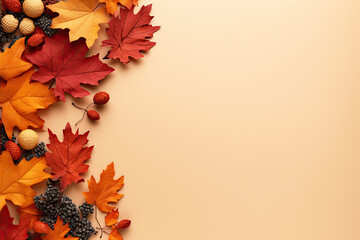Autumn simple background with a fallen colorful leaves