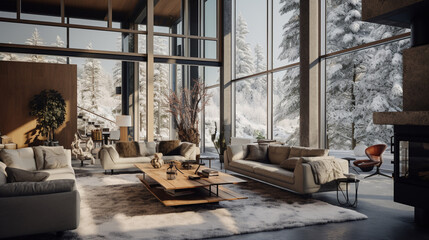 Fototapeta na wymiar Modern Home Interior Design Ideas for Winter 2023