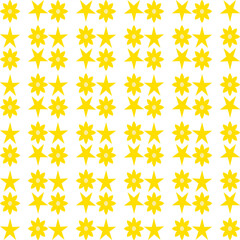 Seamless pattern with yellow stars on white background. 