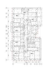 Vector architectural project of a multistory building floor plan