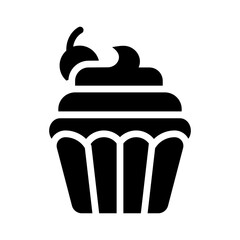cupcake glyph icon illustration vector graphic. Simple element illustration vector graphic, suitable for app, websites, and presentations isolated on white background
