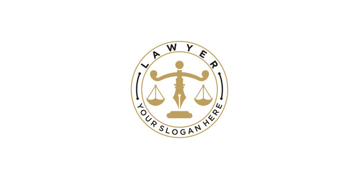 lawyer logo design with creative concept premium vector
