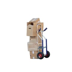 Hand trolley for parcels on white background-