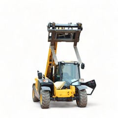 Construction forklift on white background-