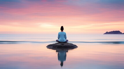 Ocean meditation individual practicing mindfulness