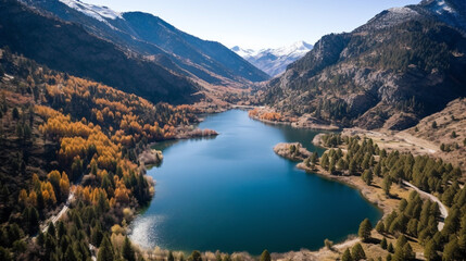 Obraz na płótnie Canvas lake in the mountain in autumn Generative AI