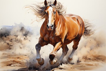 Fototapeta premium horse running in the snow