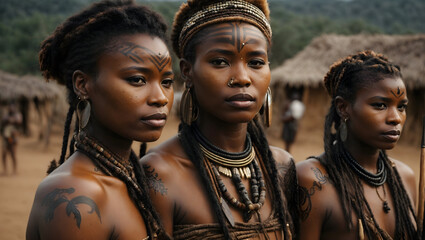 portrait of people from an African tribe - obrazy, fototapety, plakaty