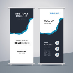  modern abstract business stand banner with creative blue and black shapes