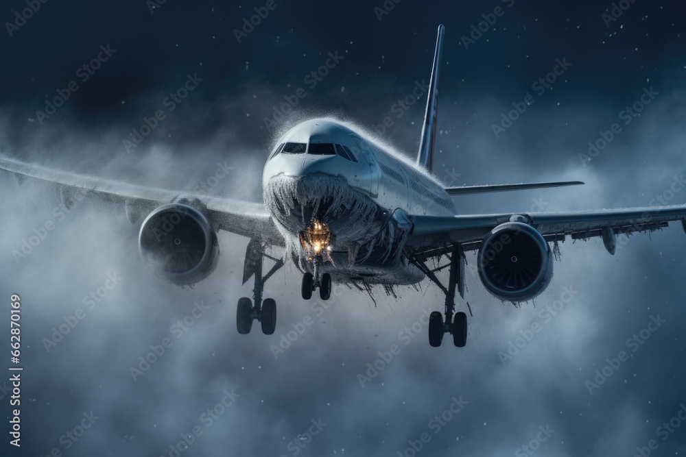Aufkleber a captivating image of a large jetliner soaring through the clouds. perfect for travel and transport