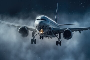 A captivating image of a large jetliner soaring through the clouds. Perfect for travel and transportation themes.