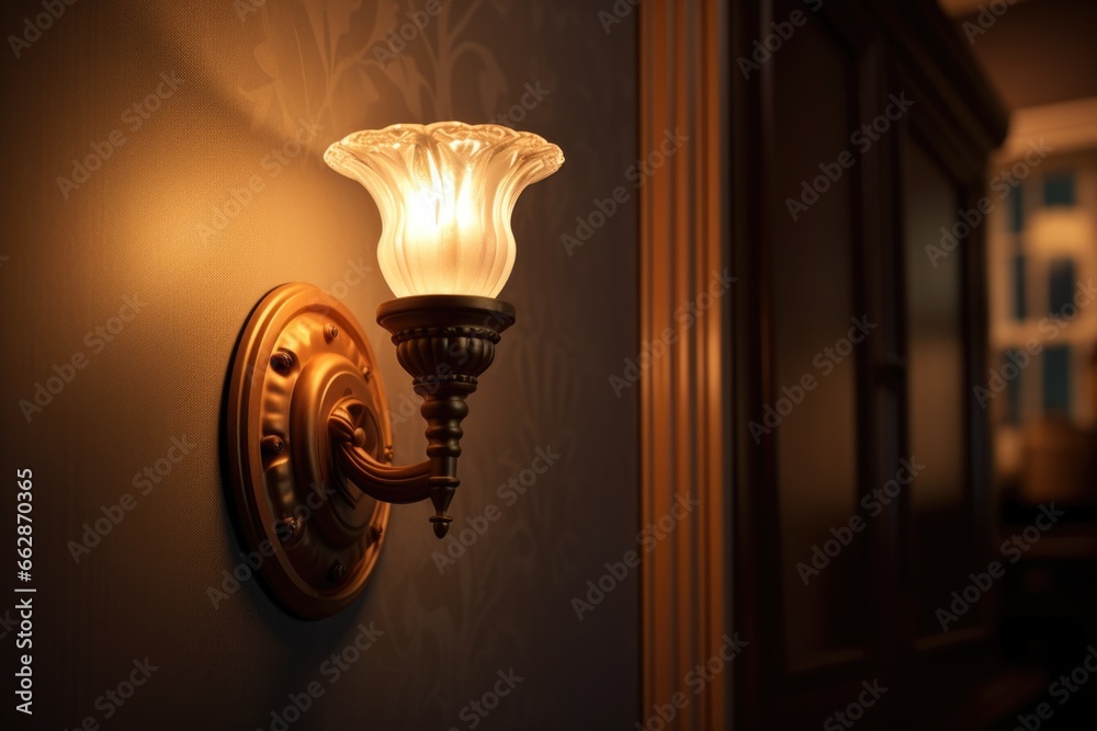 Poster A compact and modern side light mounted on a wall. Perfect for adding a touch of elegance and illumination to any space