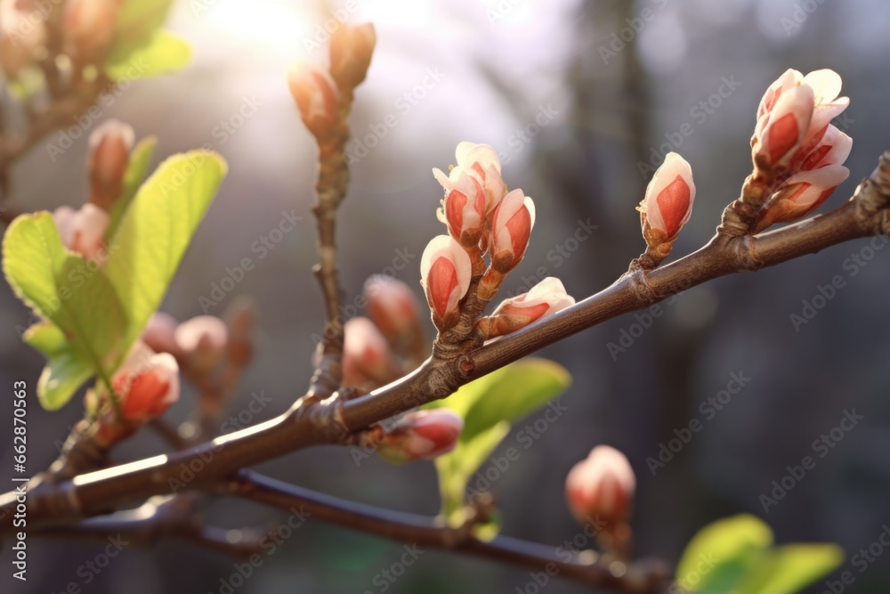 Poster a detailed close-up of a single branch from a tree. this image can be used to depict nature, seasons
