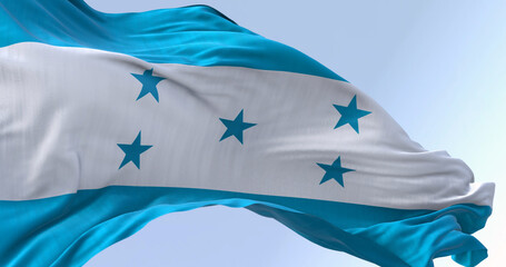 Close-up of Honduras national flag waving