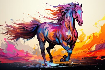 horse in the sunset
