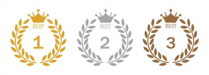 Best, rating, crown or laurel vector icon. Awards