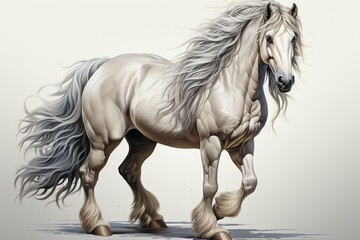 Naklejka na ściany i meble white horse illustration