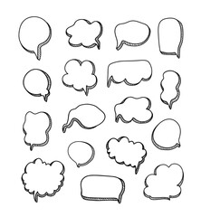 Vector speech bubbles collection in doodle style.