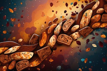 Obraz premium Bread background with space for text. Abstract background for Date Nut Bread Day