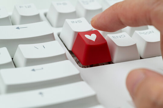 Modern keyboard with heart shape button