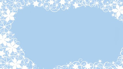 A Blue And White Floral Background With A White Border