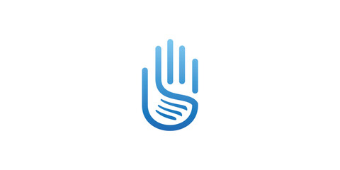 Obraz premium Hand and golf clubs logo design. Sports, vector design and illustration.