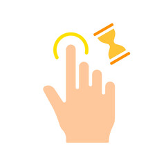 Fototapeta premium Hand press phone line icon. Controls, touchpad, tablet, phone, sensor, touchscreen, gadgets. Vector color icon on a white background for business and advertising.