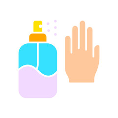 Antiseptic and hand line icon. Personal hygiene products, natural Korean cosmetics, skin care, ointments, balms. Vector color icon on white background for business and advertising.