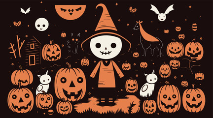 flat halloween vector illustration simple