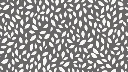 A Seam Pattern With White Leaves On A Gray Background - obrazy, fototapety, plakaty