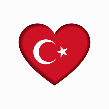 Turkish flag heart-shaped sign. Vector illustration.