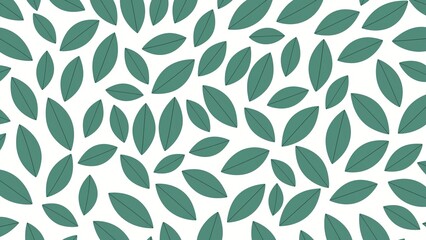 A Green Leaf Pattern On A White Background