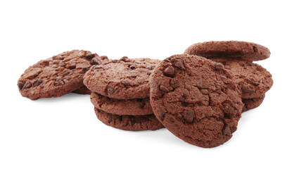 Fototapeta na wymiar Delicious chocolate chip cookies isolated on white
