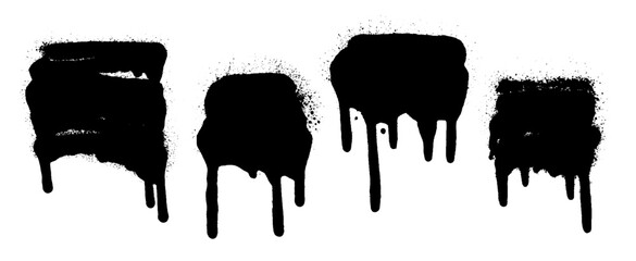 Set of graffiti spray banner. Vector spray paint shapes with smudges