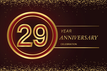 29th anniversary logo with gold double line style decorated with glitter and confetti Vector EPS 10