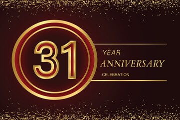 31st anniversary logo with gold double line style decorated with glitter and confetti Vector EPS 10