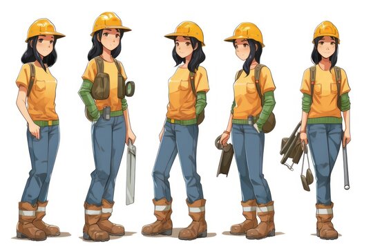 Asian Woman Illustration Forestry Worker Occupation Attractive Background Generative AI