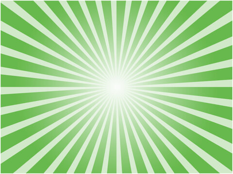 眩しい太陽光線イメージのシンプルな集中線背景素材_緑色