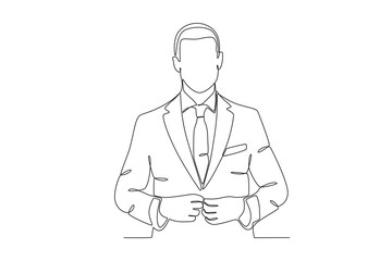 A man wearing formal attire. Tuxedo one-line drawing